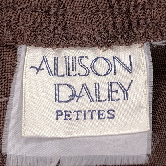 Vintage 6 Petite Allison Daley Brown Trousers Pleated Elastic Waistband - Picture 5 of 11